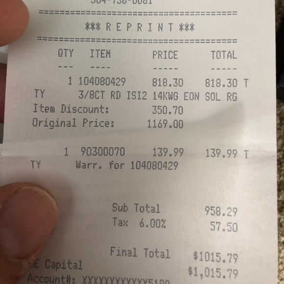 14k White Gold Diamond Ring - Picture 4 of 4